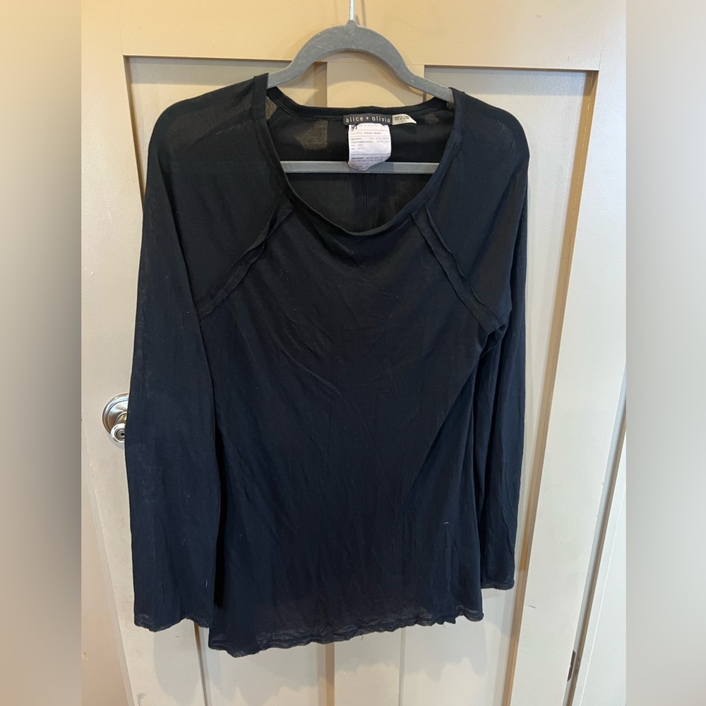 Alice + Olivia Black Long Sleeve Top Large